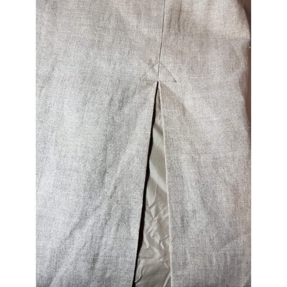 Breeches Natural Linen Maxi Sheath Dress Rear Zip Front Slit USA Size 6 Neutral‎ - Picture 7 of 8